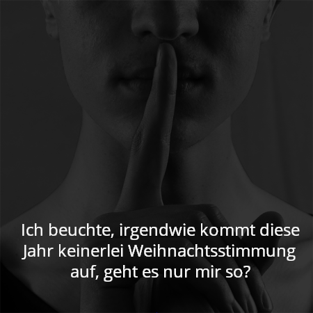 Ich beuchte, irgendwie kommt diese Jahr keinerlei Weihnachtsstimmung auf, geht es nur mir so?