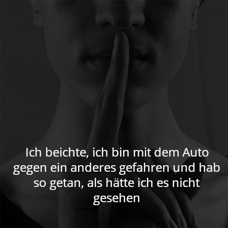 Ich beichte, ich bin mit dem Auto gegen ein anderes gefahren und hab so getan, als hätte ich es nicht gesehen