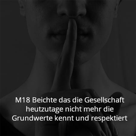 M18 Beichte das die Gesellschaft heutzutage nicht mehr die Grundwerte kennt und respektiert