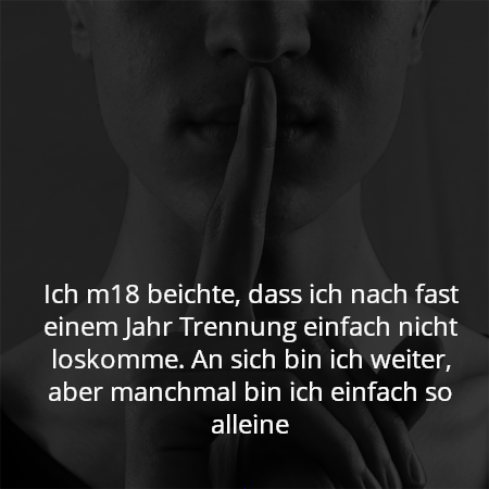 Ich m18 beichte, dass ich nach fast einem Jahr Trennung einfach nicht loskomme. An sich bin ich weiter, aber manchmal bin ich einfach so alleine