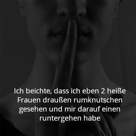Ich beichte, dass ich eben 2 heiße Frauen draußen rumknutschen gesehen und mir darauf einen runtergehen habe