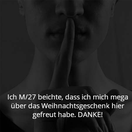 Ich M/27 beichte, dass ich mich mega über das Weihnachtsgeschenk hier gefreut habe. DANKE!
