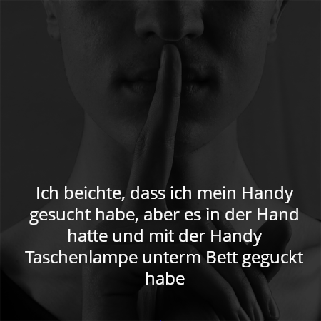 Ich beichte, dass ich mein Handy gesucht habe, aber es in der Hand hatte und mit der Handy Taschenlampe unterm Bett geguckt habe