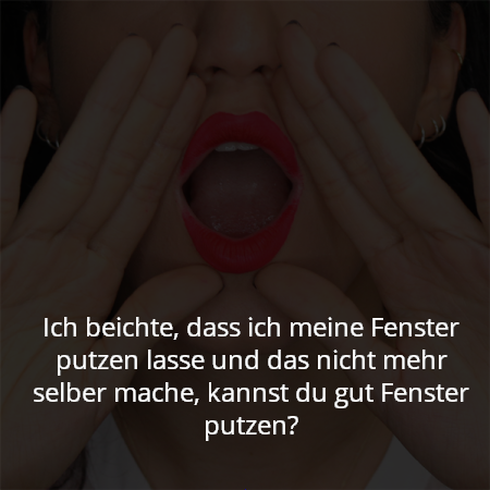 Ich beichte, dass ich meine Fenster putzen lasse und das nicht mehr selber mache, kannst du gut Fenster putzen?